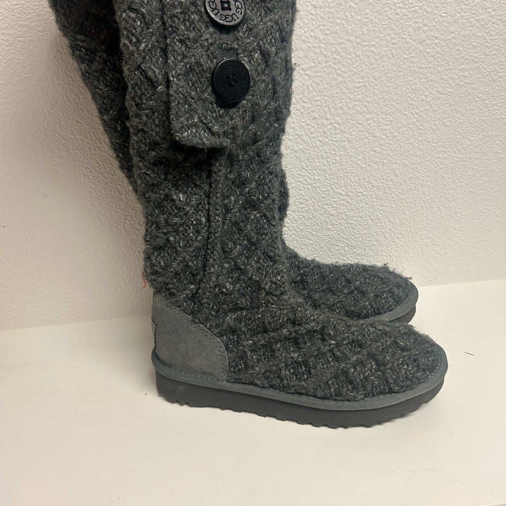 UGG Australia Cardy Classic Gray Knit Women's Tall Boots Sz 5